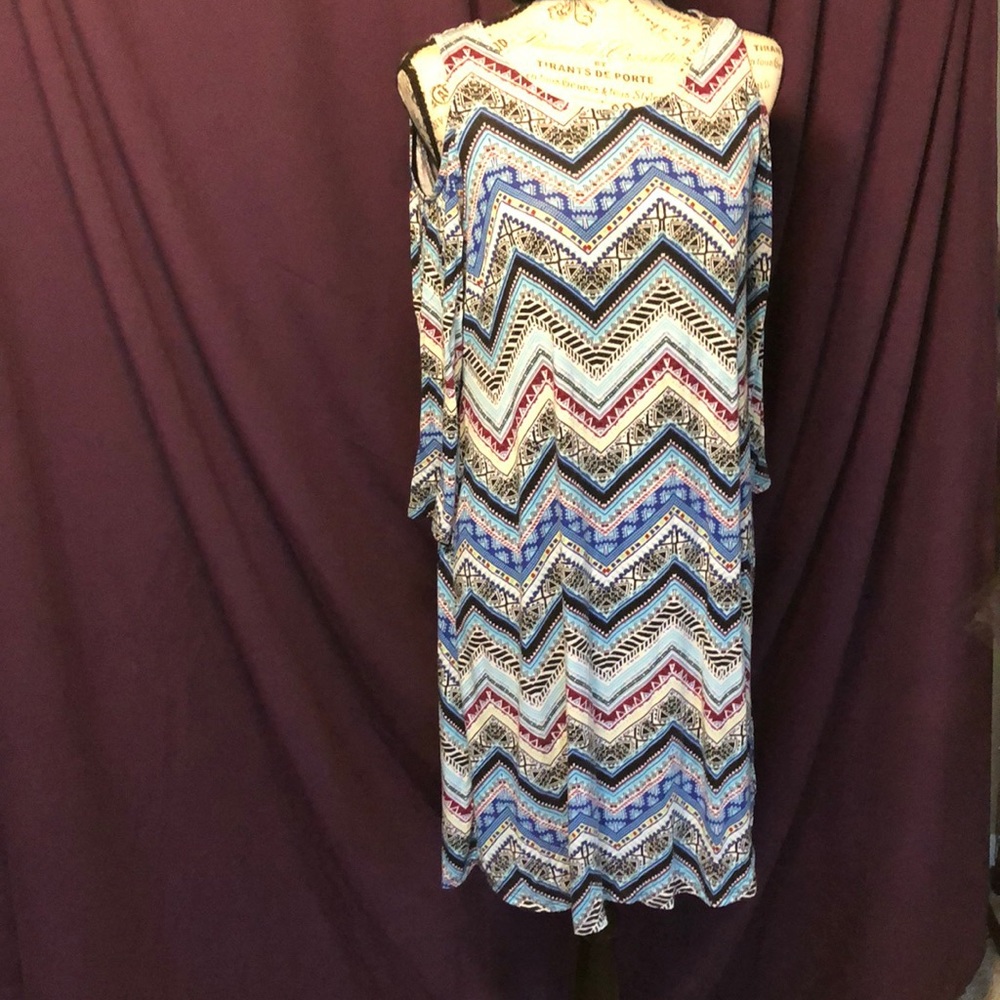 Justice multi pattern dress with cutout shoulders